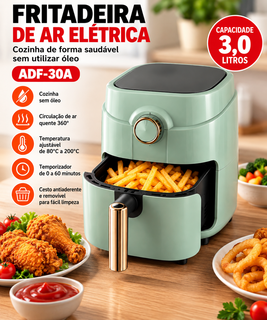 Fritadeira de Ar Elétrica 3 Litros – ADF-30A